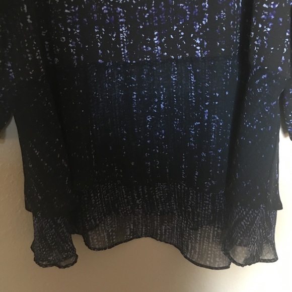 Simply Vera Plus Women’s Black & Purple Mixed Pattern Layered Ruffled Blouse - Picture 7 of 13